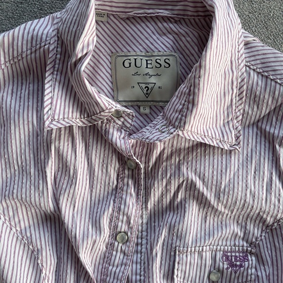 Guess button stripe purple shirt - Picture 2 of 2